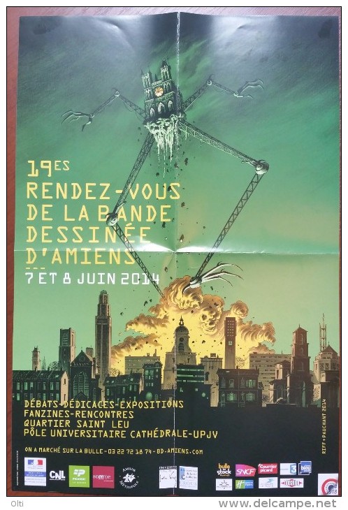 Affiche RIFF "19e Rendez Vous De La Bande Dessinée D'Amiens", 7 & 8 Juin 2014, Amiens - Afiches & Offsets