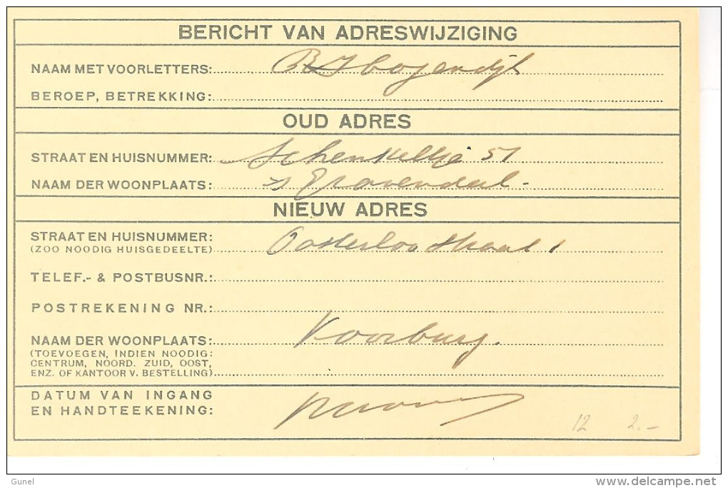 Verhuiskaart G12 VOORBURG -EINDHOVEN - Postal Stationery