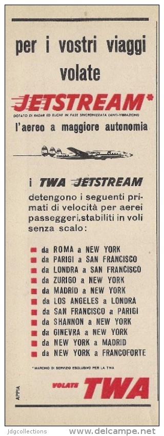 # TWA 1950s Italy Advert Pubblicità Publicitè Publicidad Reklame New York America Airlines Airways Aviation Airplane - Advertisements