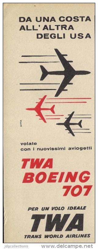 # TWA 1950s Italy Advert Pubblicità Publicitè Publicidad Reklame New York America Airlines Airways Aviation Airplane - Pubblicità