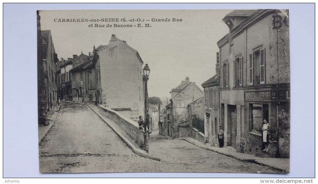 CARRIERES SUR SEINE 78 Grande Rue Et Rue De BEZONS E M Yvelines CPA Animee Postcard - Carrières-sur-Seine