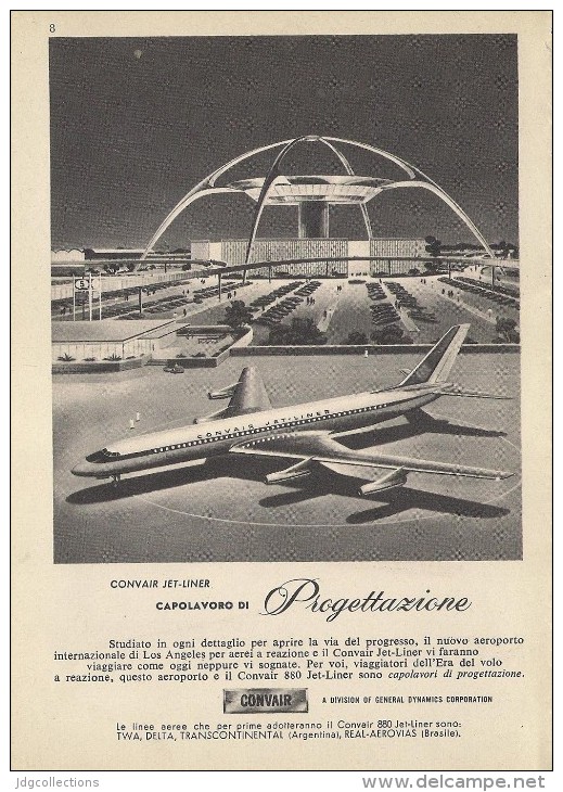 # CONVAIR 1950s Italy Advert Pub TWA DELTA SWISSAIR AMERICAN Airlines Airways Aviation Airplane Los Angeles - Advertisements