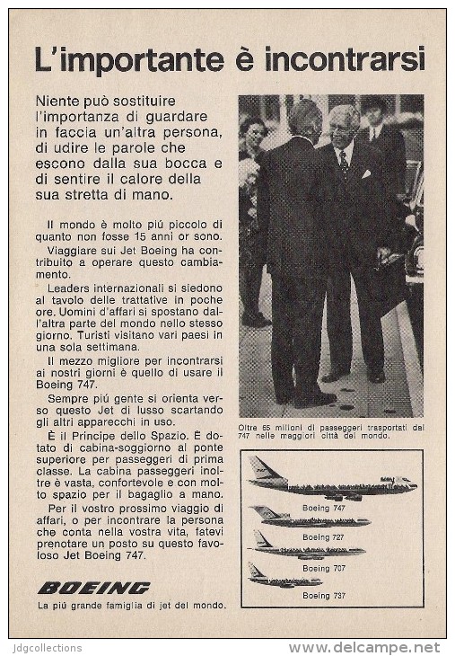 # BOEING 747 1970s Italy Advert Pub AMERICAN LUFTHANSA UNITED Airlines Airways Aviation Airplane - Advertisements