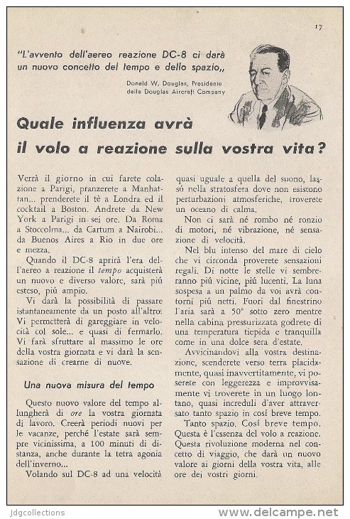 # DC DOUGLAS 1950s Italy Advert Publicitè Publicidad Reklame Airlines Airways Aviation Airplane - Advertisements