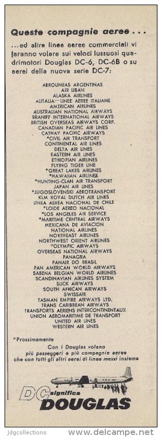 # DC DOUGLAS 1950s Italy Advert Publicitè Publicidad Reklame Airlines Airways Aviation Airplane - Advertenties