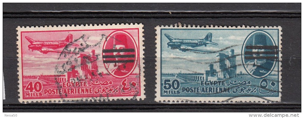 Egypte 1953 Mi Nr  455 + 456 Balken Door Het Portret Van Koning Faruk - Gebruikt