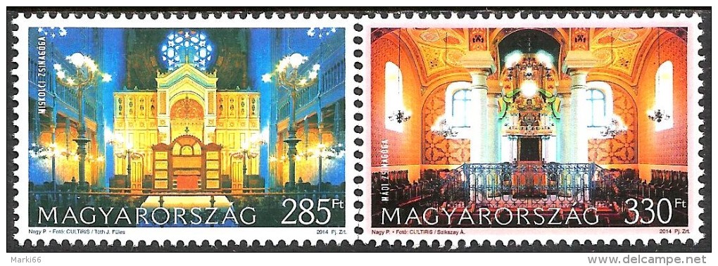 Hungary - 2014 - Sinagogues In Hungary - Miskolc And Madi - Mint Stamp Set - Neufs