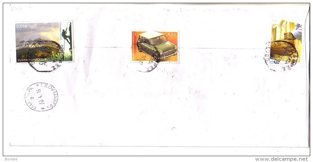 GOOD GREECE Postal Cover To ESTONIA 2015 - Good Stamped: Nature ; Ships ; Car - Covers & Documents