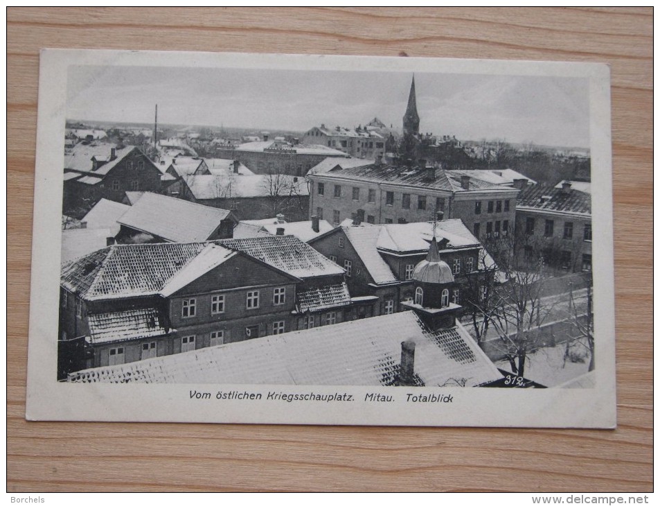 AK 052 – Mitau – Kurland – Jelgava – Lettland – Vom östlichen Kriegsschauplatz – Totalblick Beschrieben 1916 – Im Winter - Lettland