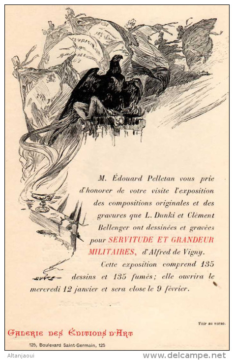 (d21-1, D21-2) PUB. Pour L'EXPOSITION SERVITUDE ET GRANDEUR MILITAIRES D'ALFRED DE VIGNY. 1898. - Publicités