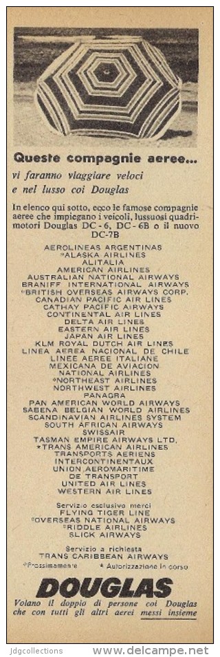 # DC DOUGLAS 1950s Italy Advert Publicitè Publicidad Reklame Airlines Airways Aviation Airplane - Advertenties