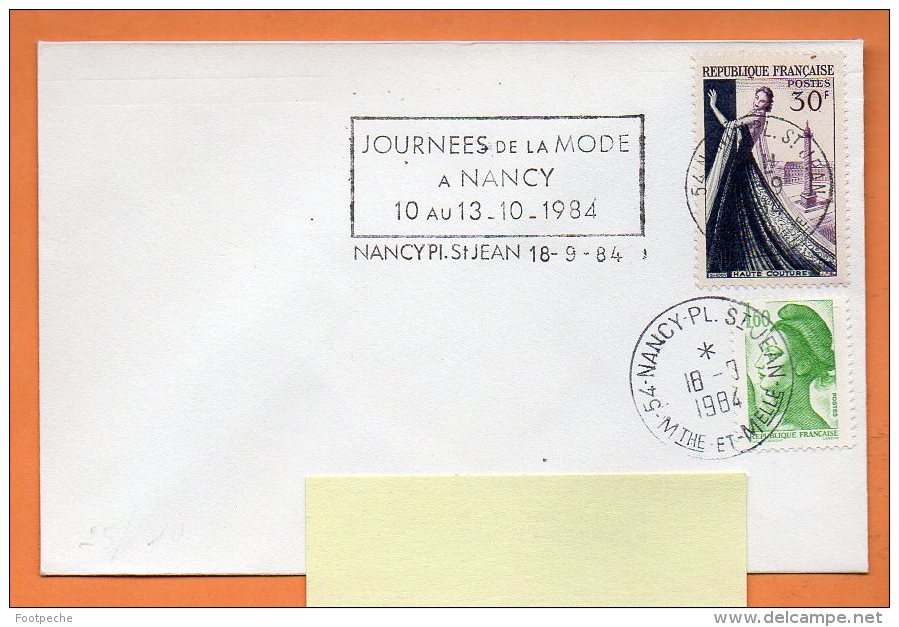 54 NANCY  JOURNEES DE LA MODE (flamme  Concordante) 18 / 7 / 1984 Lettre Entière N° I 900 - Oblitérations Mécaniques (flammes)