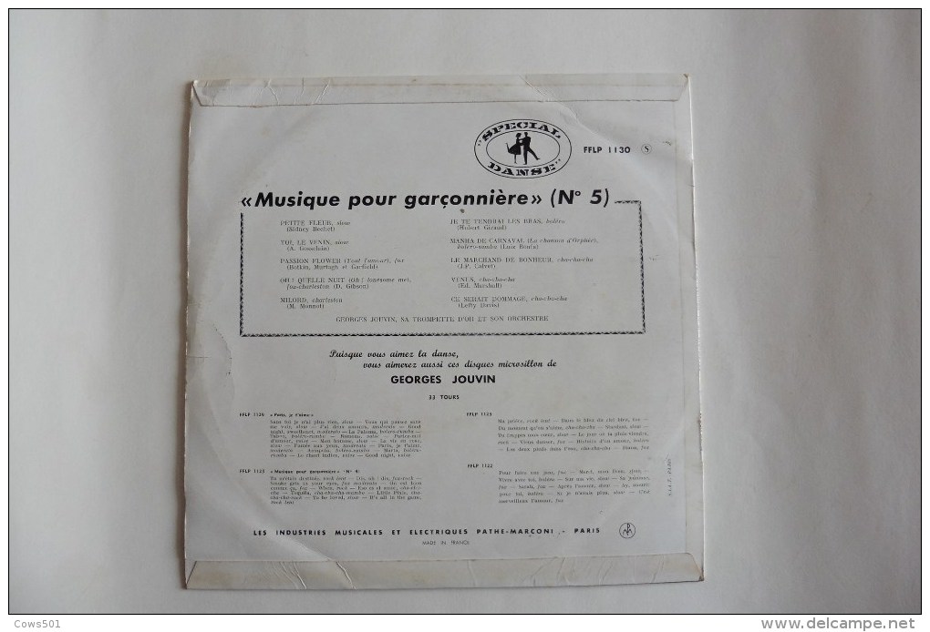 Disque  33  T :  25 Cm   :   Georges Jouvin Musique Pour Garçonnière N°5 - Instrumental