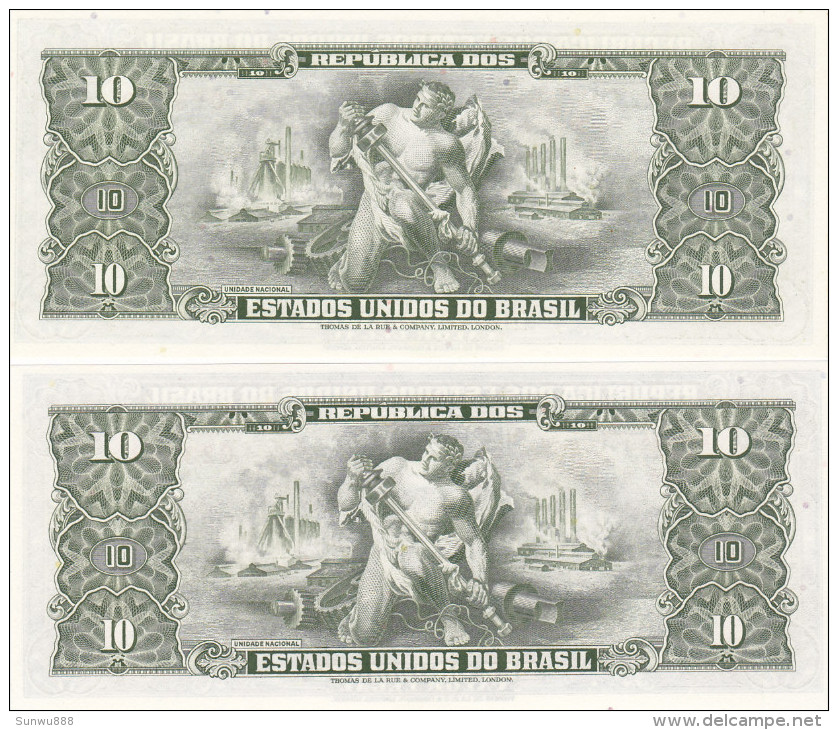 Brésil - 2 X 10 Cruzeiros (UNC, FDC, Perfect) One With Ministro & One With Minstro - Brésil