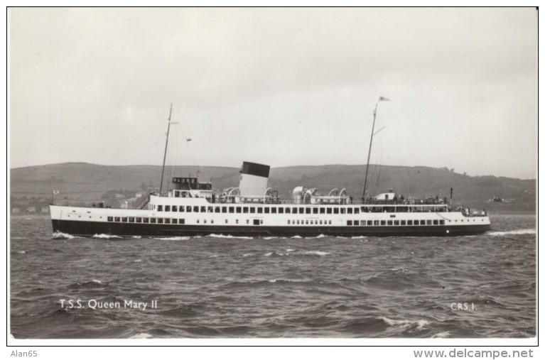 Tss 'Queen Mary II' Passenger Ship, C1950s Vintage Real Photo Postcard - Fähren