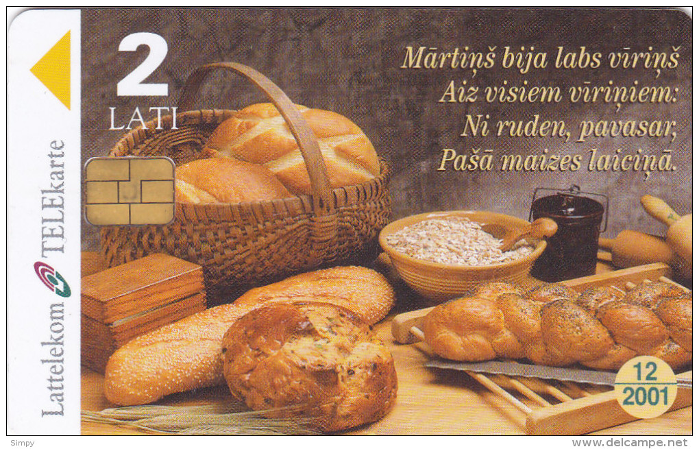 LATVIA  Phonecard With Chip  Bread, Food  12/2001 - Latvia