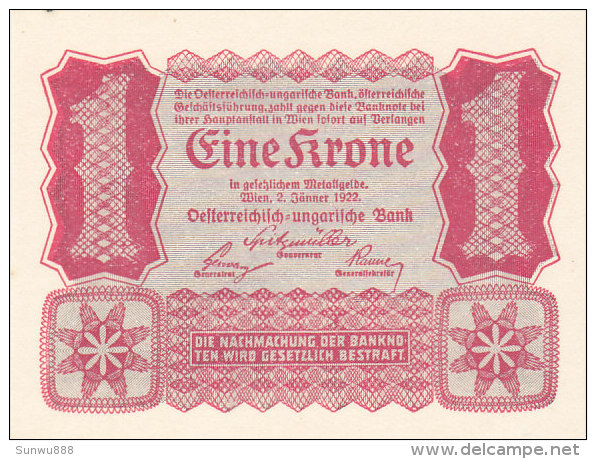 Autriche-Hongrie - Österreich-Ungarn - Eine Krone - One Side Print - Impression Une Face (UNC, FDC, Perfect) - Autriche