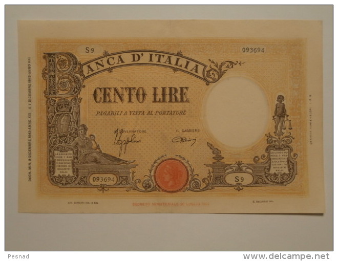 100 Lire D.M. 9-12-1942  Fascio  - Conservazione Come Da Foto (visto E Piaciuto) - 100 Lire