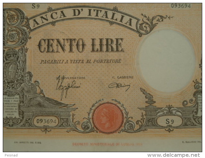 100 Lire D.M. 9-12-1942  Fascio  - conservazione come da foto (visto e piaciuto)