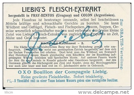 Tradecard KK000001 - Liebig's Fleisch-Extract (Küche und Kochkunst) 10.8 x 7.3 cm Litographie (6 cards set)