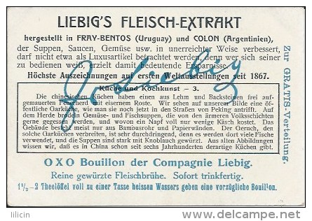 Tradecard KK000001 - Liebig's Fleisch-Extract (Küche und Kochkunst) 10.8 x 7.3 cm Litographie (6 cards set)