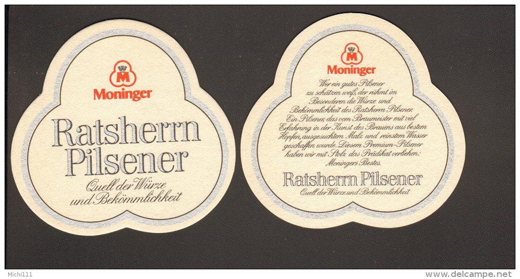 Bierdeckel Moninger Ratsherren Pilsener  R: Moninger "Wer Ein Gutes Pilsener ..." - Sous-bocks