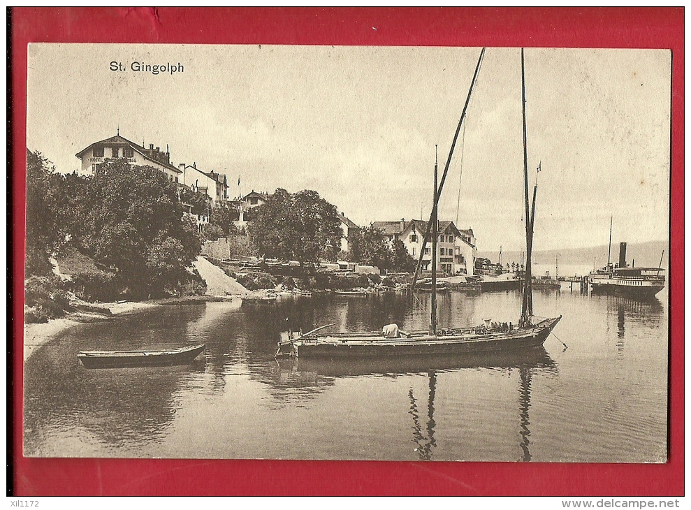 EZS-03 Saint-Gingolph St.-Gingolf  Barque à Voile Latine, Bateau. Non Circ.mention Juillet 1925? Ed. Franco-Suisse. - Saint-Gingolph