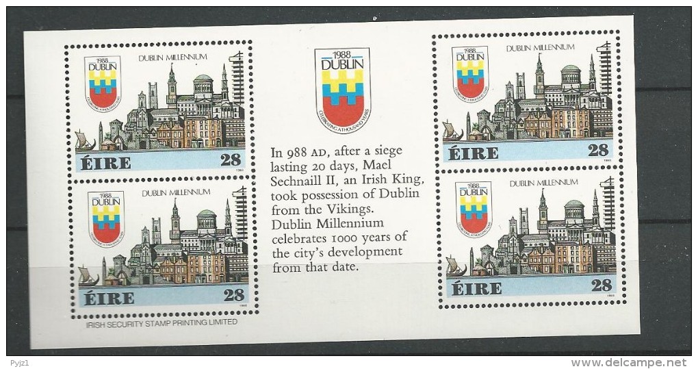 1988 MNH Booklet Pane English ,  Eire, Ireland, Irland, Postfris - Neufs