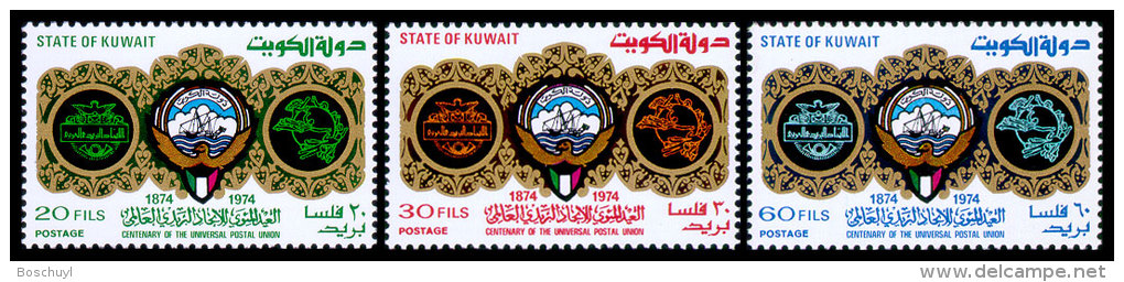 Kuwait, 1974, Centenary Of The UPU, 1974, Michel #626-8, Scott #608-10, MNH, Perforated Set - UPU (Union Postale Universelle)