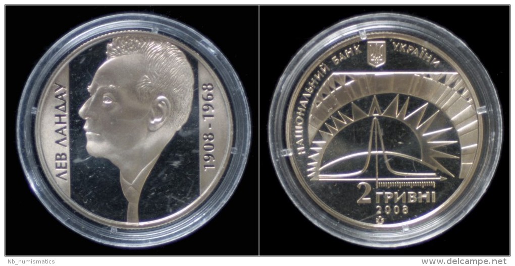 Ukraine 2 Hriwen 2008- Commemorative Coin- L.Landau - Ukraine