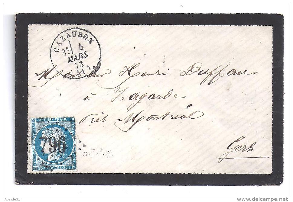 GERS - G.C. 796  Et Cachet Type 16  De  CAZAUBON - 1849-1876: Période Classique