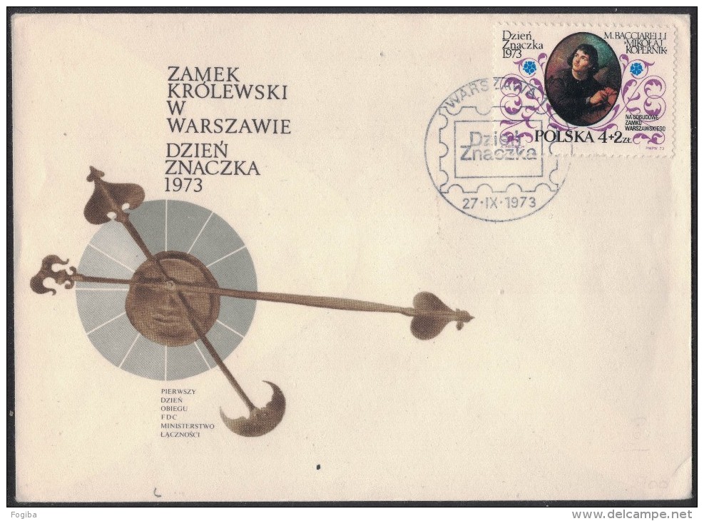 FG166    POLAND,POLONIA  FDC 1973 STAMP DAY COPERNICUS ROYAL CASTLE WARSAW - Astronomy, Art, Science - FDC