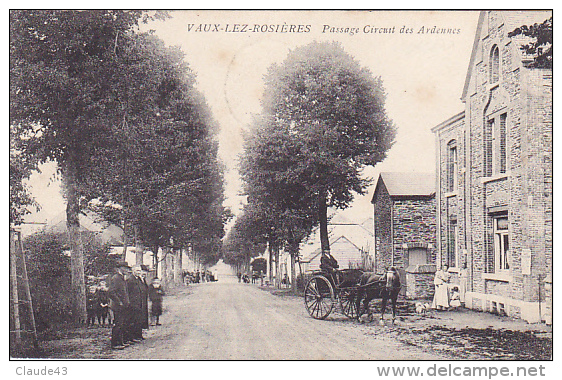 Vaux-lez-Rosièes  Passage  Circuit Des Ardennes Attelage Bien Animé Circulé En 1908 - Vaux-sur-Sûre