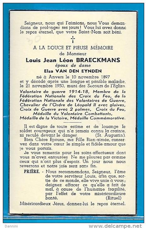 Bidprentje Van Louis Jean L. Braeckmans - Antwerpen - 1897 - 1950 - Images Religieuses