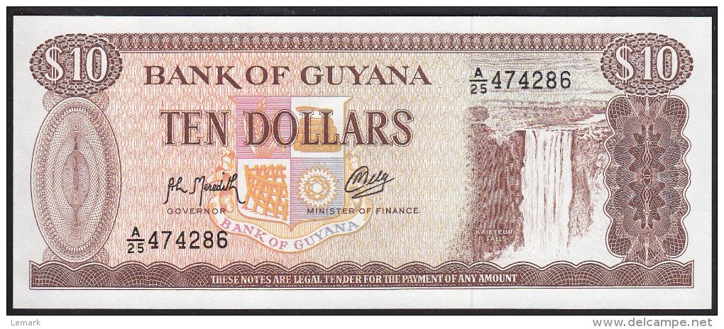 Guyana 10 Dollar 1992 P23f UNC - Guyana
