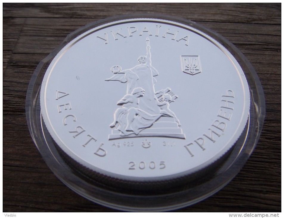 10 Hryvnia. 2005. Silver. 31.1 Grams. 100 Years Chernivtsi Music And Drama Theater Kobylanska. Proof. Czernowitz. - Ukraine