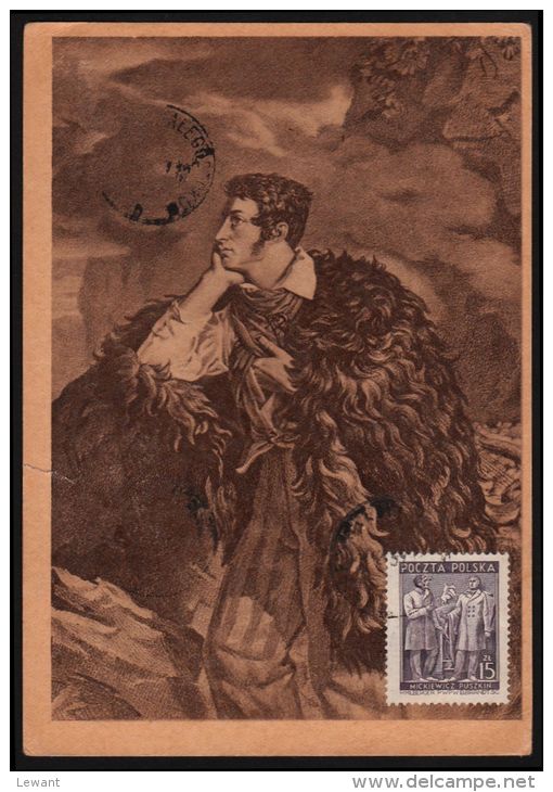 83 Maximum Card 1951- Adam Mickiewicz - Poet - Tarjetas Máxima