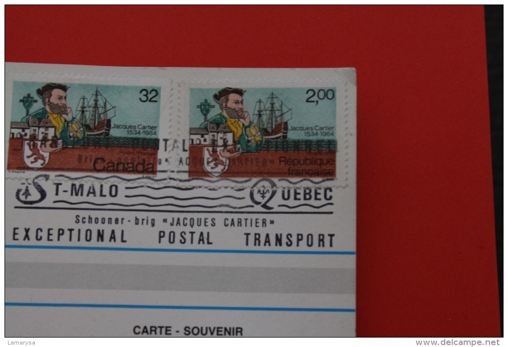 03-07-1984 CAD COMMEMORATIF CONCORDANCE JUMELAGE FRANCE/CANADA SAINT MALO/QUEBEC 450é ANNIVERSAIRE JACQUES CARTIER TRANS - Enveloppes Commémoratives