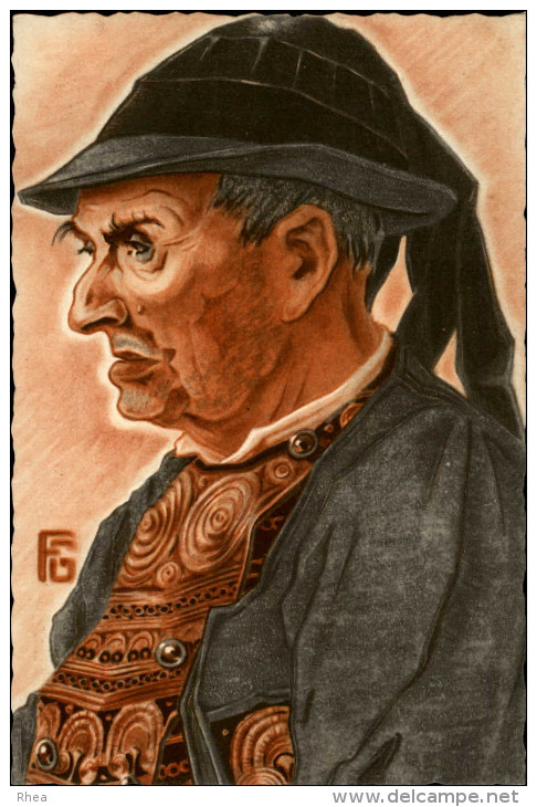 ILLUSTRATEURS - Carte Illustrée Par Géo FOURRIER - Visages Bretons - Pays Bigouden - Fourrier, G.