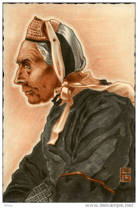 ILLUSTRATEURS - Carte Illustrée Par Géo FOURRIER - Visages Bretons - Pays Bigouden - Fourrier, G.