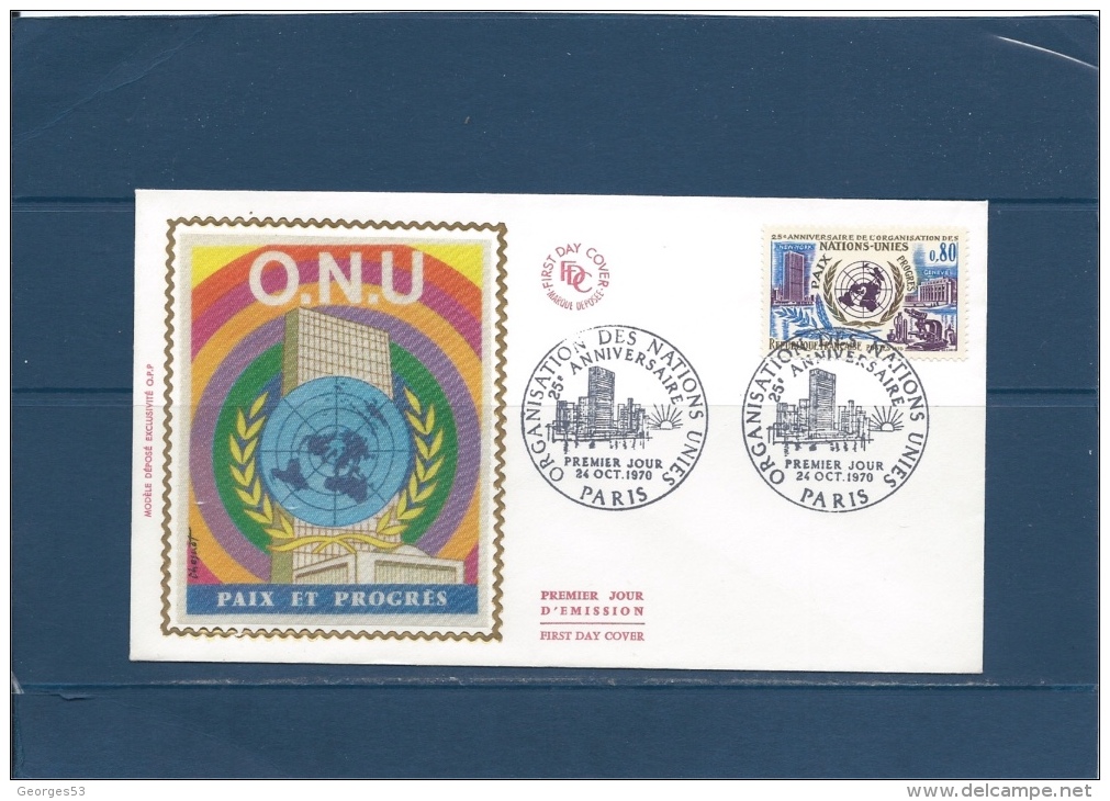 FRANCE  CARTE MAXI Enveloppe ONU   PARIS  24/10/70     Val Y.T : 1,80 € - Non Classés