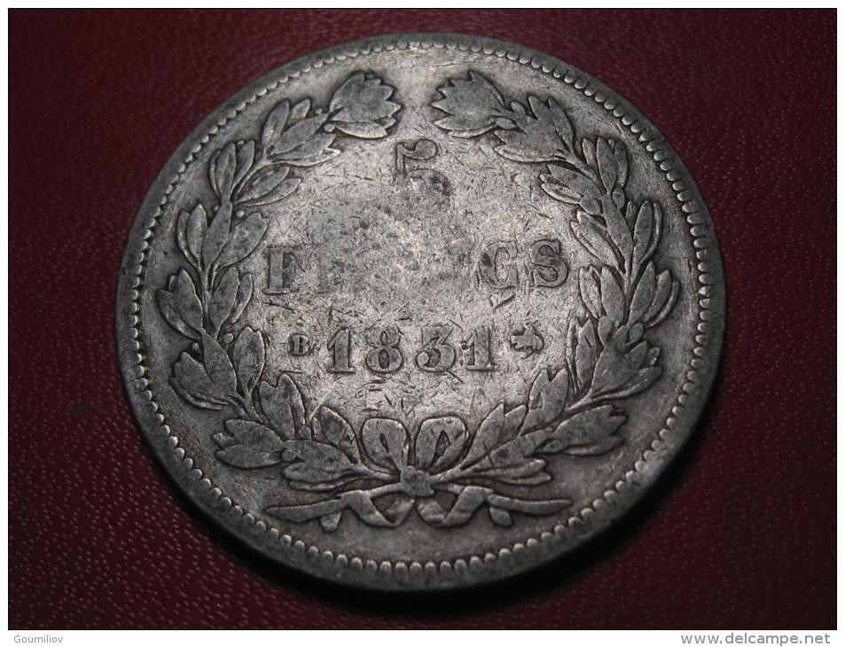 5 Francs Louis-Philippe 1831 B Rouen - Tranche En Relief 2245 - 5 Francs