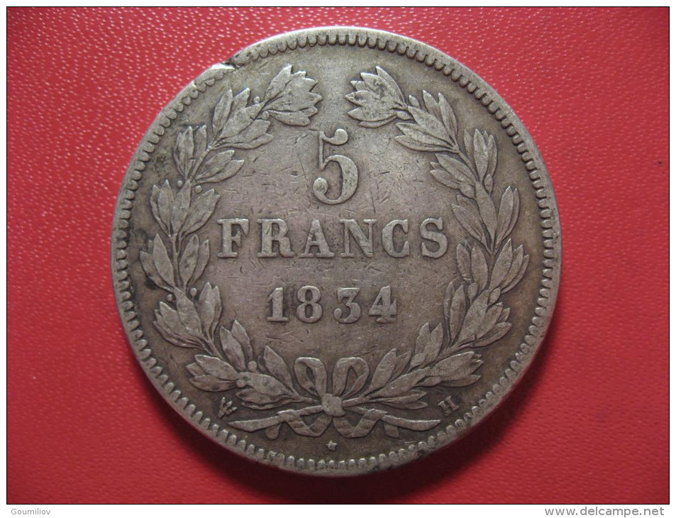 5 Francs Louis-Philippe 1834 H La Rochelle 2233 - 5 Francs