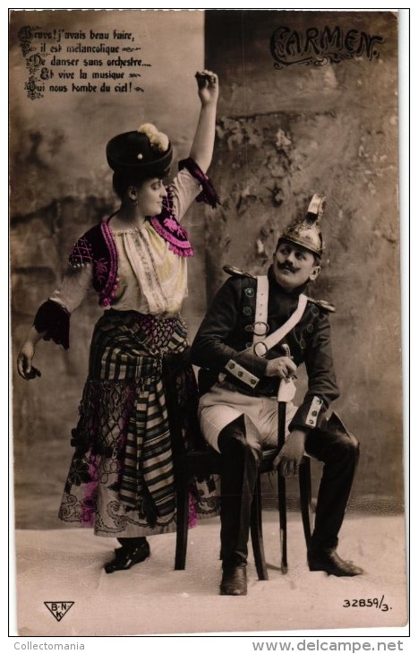 8  Postcards  Opera  Carmen  Gypsy Girl Carmen Toreador Don José Micaëlla  Georges Bizet  Real Photo - Opera