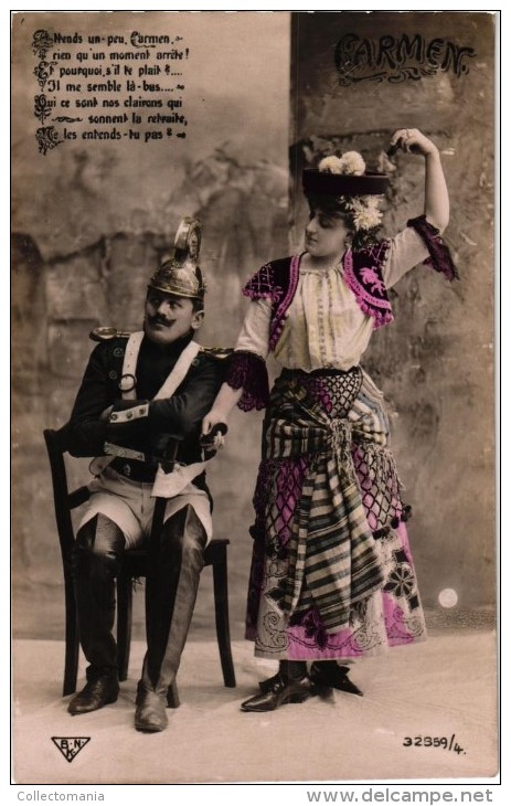 8  Postcards  Opera  Carmen  Gypsy Girl Carmen Toreador Don José Micaëlla  Georges Bizet  Real Photo