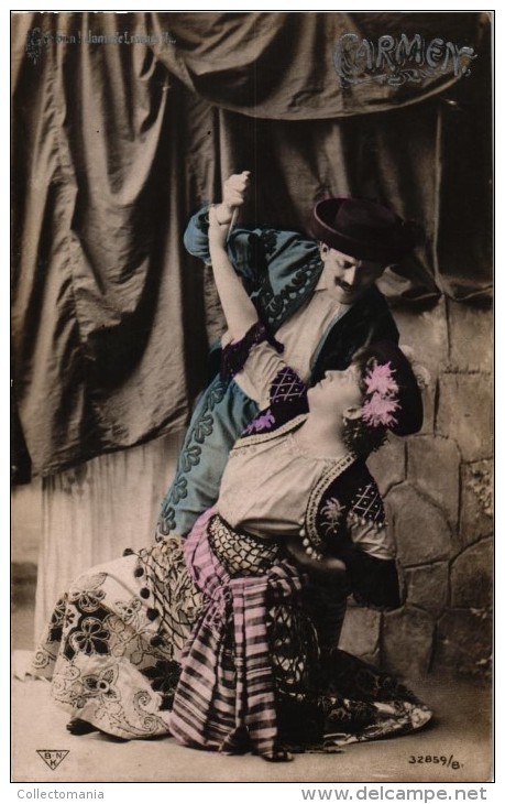 8  Postcards  Opera  Carmen  Gypsy Girl Carmen Toreador Don José Micaëlla  Georges Bizet  Real Photo