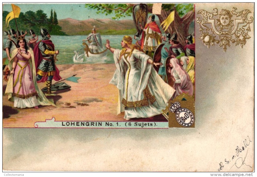 8 Postcards  Opera Walkure Im Walde Schumann Zauberflöte   HOhengrin  Lorenzo Perosi