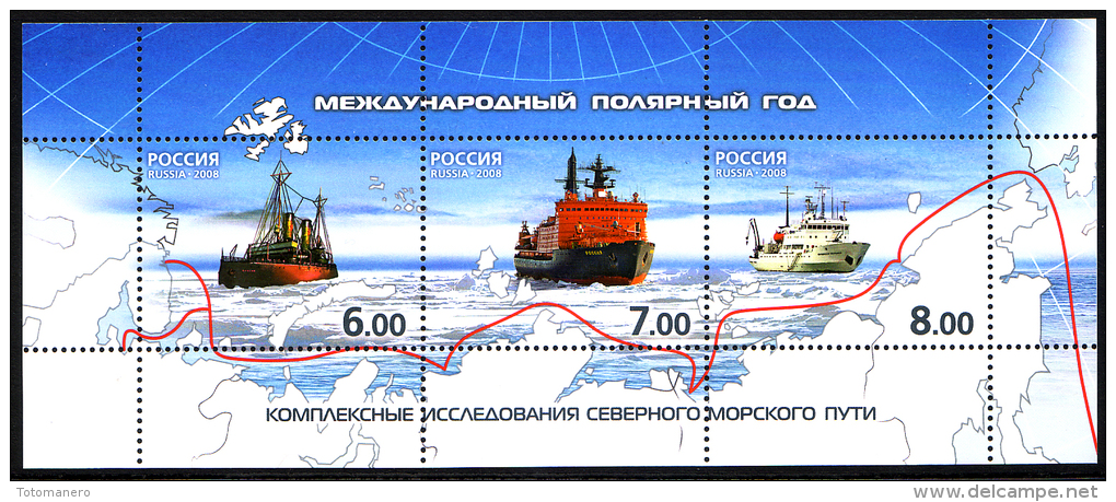 RUSSIA/Rußland 2007-2008 IPY International Polar Year, Arctic Icebreakers Block** - Navires & Brise-glace