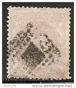 1870-ED. 106  GOB. PROVISIONAL. EFIGIE ALEGÓRICA DE ESPAÑA- 25 MILESIMAS LILA PALIDO-USADO ROMBO DE PUNTOS - Used Stamps