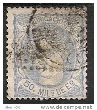 1870-ED. 107  GOB. PROVISIONAL. EFIGIE ALEGÓRICA DE ESPAÑA- 50 MILESIMAS ULTRAMAR-USADO ROMBO DE PUNTOS Y FECHADOR - Usados